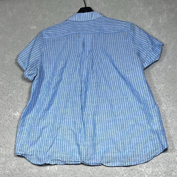 Tommy Bahama Shirt Womens Small Blue Stripe Sandswept Short Sleeve Cotton Blend - Picture 7 of 10